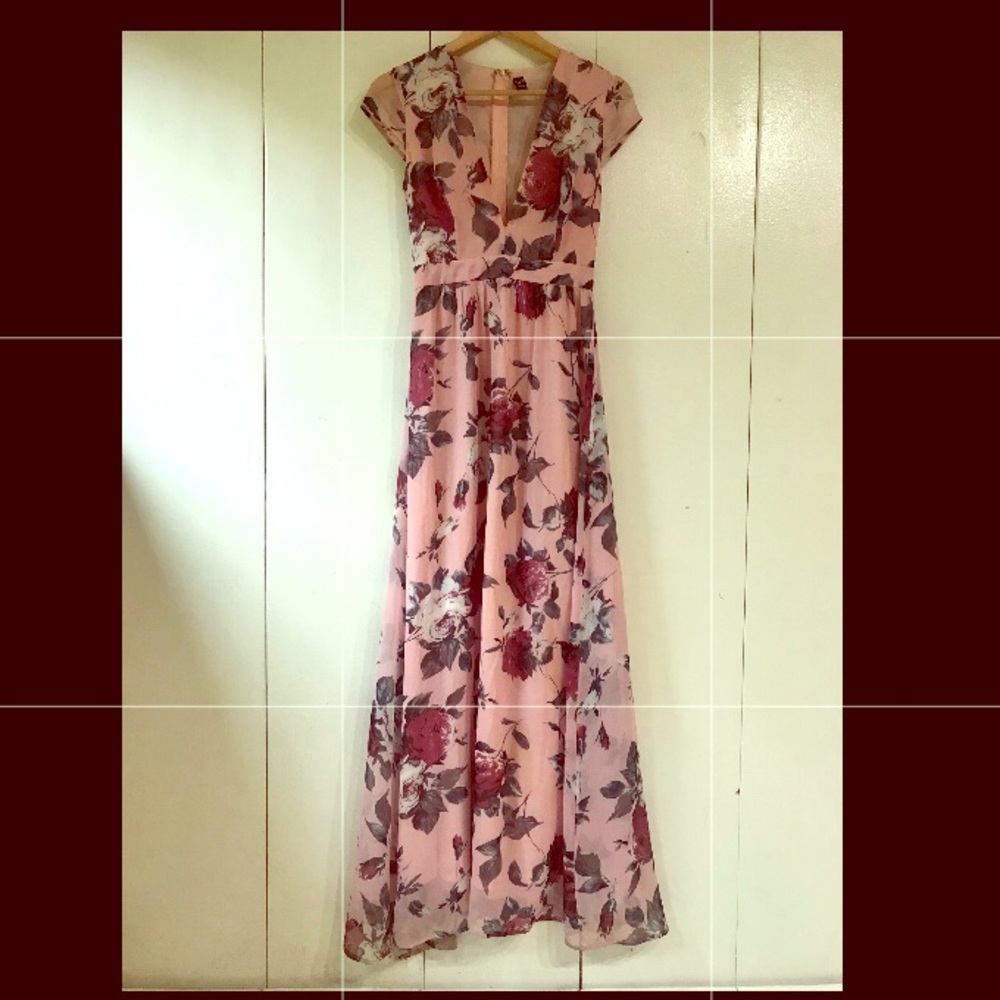 Long Pink Floral Dress Ladies Size Small